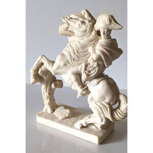 Napoleon White-Oxolite Low Marble Art Statue Home Décor Vintage Made In Italy